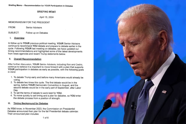 U.S. President Joe Biden participates in the CNN Presidential Debate at the CNN Studios on June 27, 2024 in Atlanta, Georgia. President Biden and Republican presidential candidate, former U.S. President Donald Trump are facing off in the first presidential debate of the 2024 campaign.