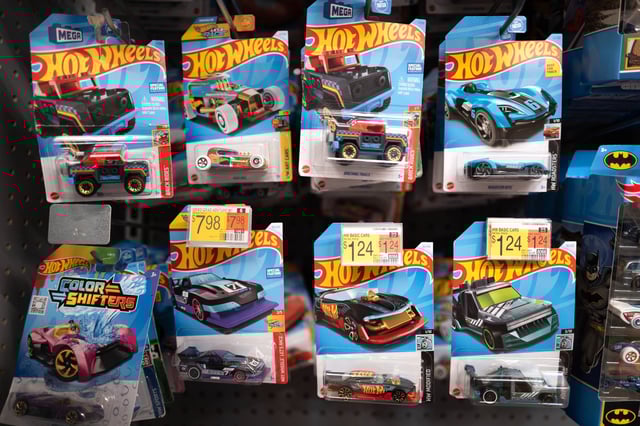 Hot Wheels cars by Mattel are offered for sale at a big box store on April 23, 2024 in Chicago, Illinois
