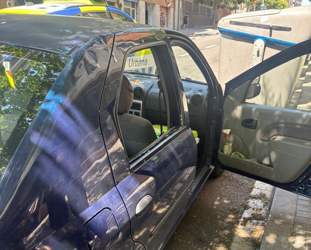 Los agentes rompieron la ventana de este coche para rescatar al perro