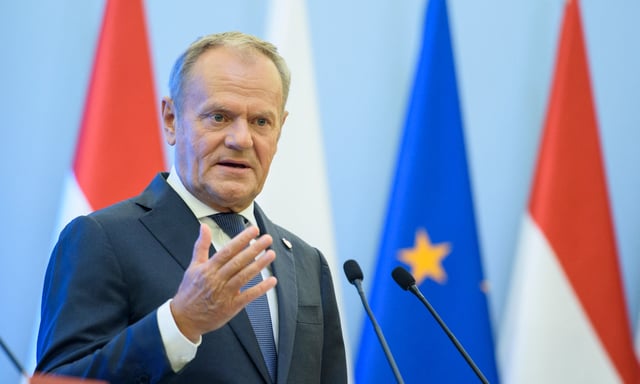 Le Premier ministre polonais Donald Tusk à Varsovie, le 7 Juillet, 2025. (Photo by Aleksander Kalka/NurPhoto) (Photo by Aleksander Kalka / NurPhoto via AFP)