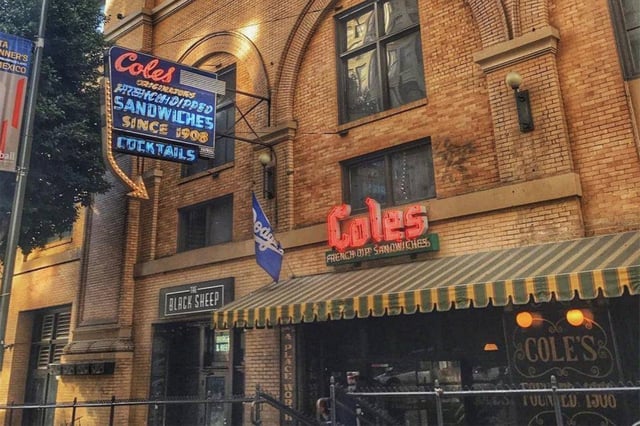 The exterior of Cole’s French Dip in Downtown Los Angeles.