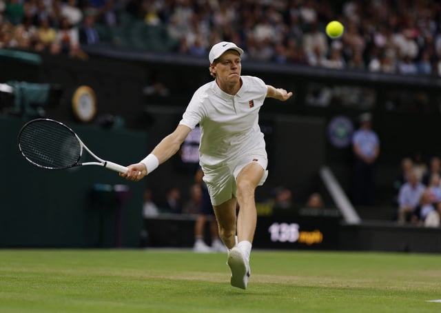 Tennis - Wimbledon - All England Lawn Tennis and Croquet Club, London, Britain - July 7, 2025 Italy's Jannik Sinner in action during his round of 16 match against Bulgaria's Grigor Dimitrov REUTERS/Andrew Couldridge