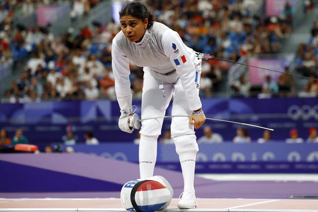 Paris 2024 Olympics - Fencing - Women's Foil Team Classifications 5-8 - Grand Palais, Paris, France - August 01, 2024. Ysaora Thibus of France is seen during the bout against China. REUTERS/Albert Gea