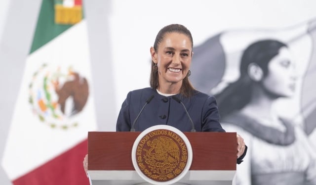 Presidenta Claudia Sheinbaum Pardo anunciando la mejora de Pensiones para el Bienestar