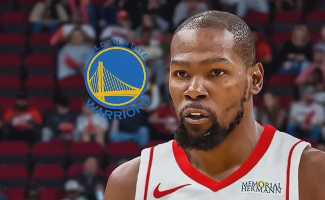 El logo de Warriors y Kevin Durant.
