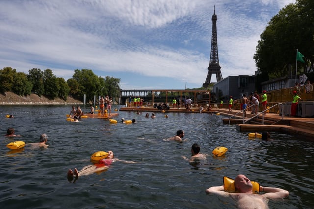 There are three designated swimming sites now open to the public: one near the Eiffel Tower, one close to Notre Dame Cathedral, and one in eastern Paris.