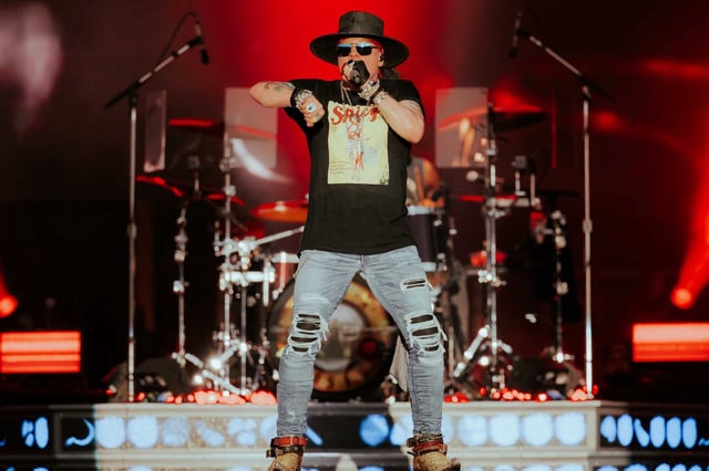 Axl Rose performing at BottleRock Napa Valley on Sept. 4, 2021. Rose and Metallica’s James Hetfield reunited backstage at Black Sabbath’s final concert in Birmingham, decades after their infamous 1992 tour fallout. 