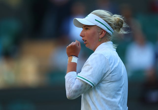 Tennis - Wimbledon - All England Lawn Tennis and Croquet Club, London, Britain - July 7, 2025 Denmark's Clara Tauson reacts during her round of 16 match against Poland's Iga Swiatek REUTERS/Isabel Infantes