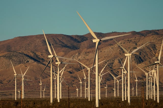 A wind farm is shown in Movave, California, U.S., November 8, 2019.  REUTERS/Mike Blake/ File Photo