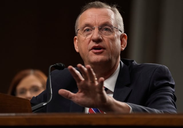 Former Rep. Doug Collins, R-Georgia, testifies at his confirmation hearing before the Senate Veterans' Affairs Committee on Jan. 21, 2025. President Trump nominated Collins as secretary of the Department of Veterans Affairs.