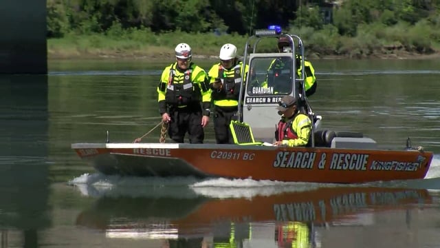 Crews comb the Thompson River in Kamloops for signs of a missing TRU international student. 