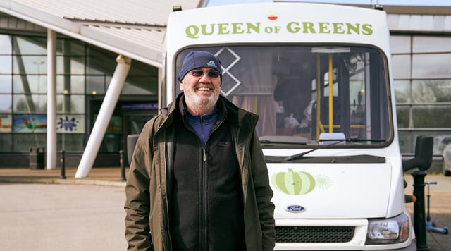 Paul Flannery is a local green grocer who runs the Queen of Greens bus. Image: Supplied
