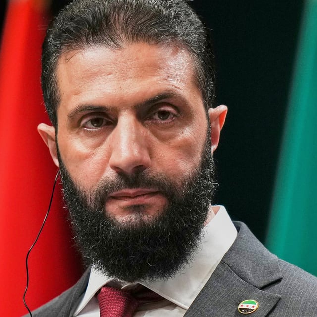 Syria's new President Ahmad al-Sharaa in Ankara, Turkey, in February. The Trump administration is revoking the terrorism designation of a group led by al-Sharaa.