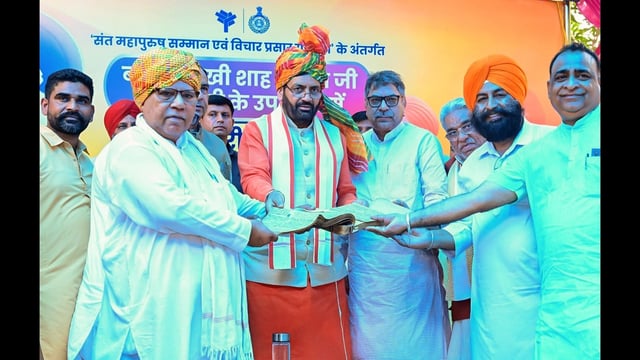 Haryana chief minister Nayab Singh Saini during an event in Kurukshetra on Monday. (Sourced)