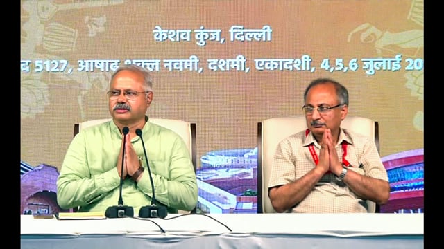 chief spokesperson of the RSS Sunil Ambekar spoke to media in New Delhi on Monday (ANI)