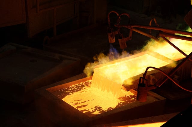 A general view of molten copper at Anglo American's smelter in Chagres, Chile, obtained by Reuters on April 26, 2024. Anglo American/Handout via REUTERS/File Photo