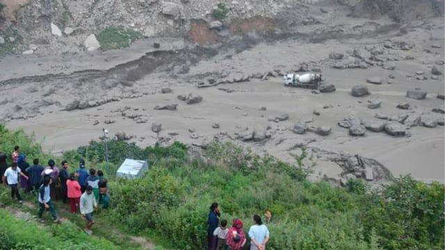 The continuous monsoon rainfall in China on Monday night triggered a flood in the Bhotekoshi River in Nepal.