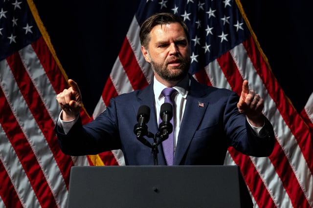 Vice President JD Vance speaks during the Ohio Republican Party dinner, Tuesday, June 24, 2025, in Lima, Ohio. (AP Photo/Lauren Leigh Bacho)