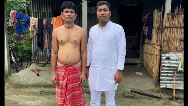 The farmer, Uttam Kumar Brajabasi (left), claimed that his family has been living in the village for at least five generations. (HT Photo)