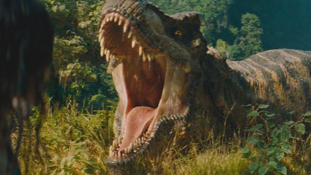 This image released by Universal Pictures and Amblin Entertainment shows Luna Blaise in a scene from Jurassic World: Rebirth. (Jasin Boland/Universal Pictures and Amblin Entertainment via AP)