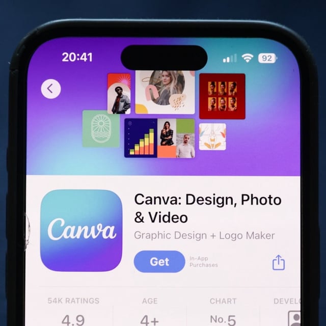 Canva on App Store displayed on a phone screen.