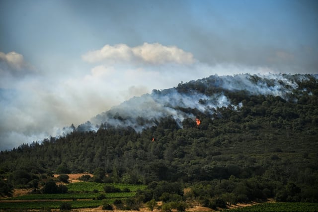 The fire caused an autoroute to Spain to close temporarily and residents to evacuate their homes