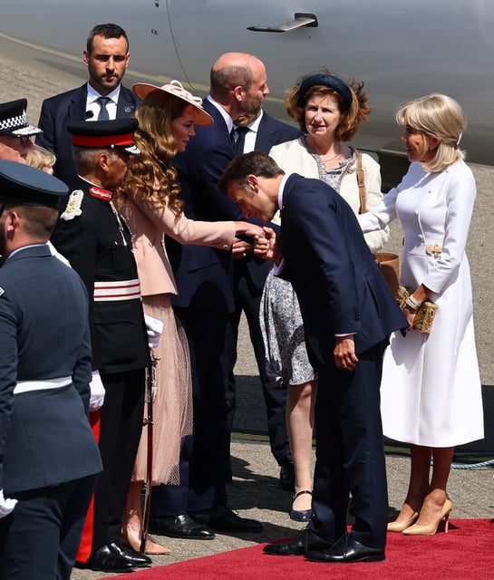 President Macron kissed the Princess of Wales’ hand on his arrival