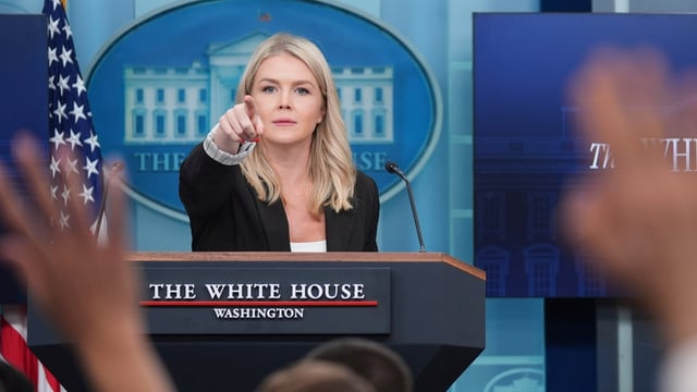White House press secretary Karoline Leavitt speaks as reporters raise their hands to ask questions during a press briefing at the White House, Monday, July 7, 2025, in Washington. AP/PTI(AP07_08_2025_000004A)