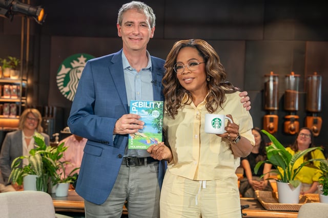 Oprah Winfrey and Bruce Holsinger, the author of July book club pick "Culpability."
