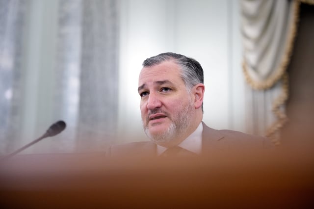 WASHINGTON, DC - MAY 14: Chairman Ted Cruz (R-TX) speaks during a Senate Transportation Committee hearing to examine FAA reauthorization and aviation safety on May 14, 2025 in Washington, DC. (Photo by Andrew Harnik/Getty Images)