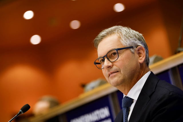 Magnus Brunner, the nominee to become the European Union's commissioner for Internal Affairs and Migration, faces a confirmation hearing before a European Parliament committee, in Brussels, Belgium November 5, 2024. REUTERS/Johanna Geron/File Photo
