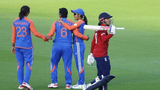 Sophia Dunkley’s brilliant 75 of 53 balls helped England eke out a narrow win in the third T20I and keep the series alive. (Reuters)