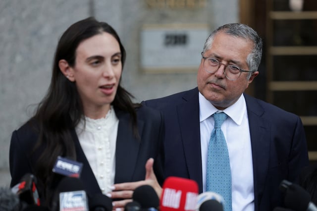  Lawyer Teny Geragos speaks to the media next to lawyers Marc Agnifilo outside the U.S. federal court, following a bail hearing, after the jury reached verdicts in the Sean "Diddy" Combs sex trafficking and racketeering conspiracy trial, in Manhattan, New York City, U.S., July 2, 2025. REUTERS/Jeenah Moon/File Photo