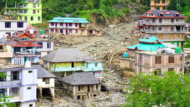 Landslide in Mandi district, Himachal Pradesh. Credit: All India Radio News
