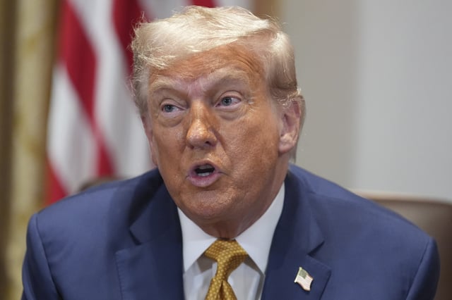 President Donald Trump speaks during a cabinet meeting at the White House, Tuesday, July 8, 2025, in Washington.