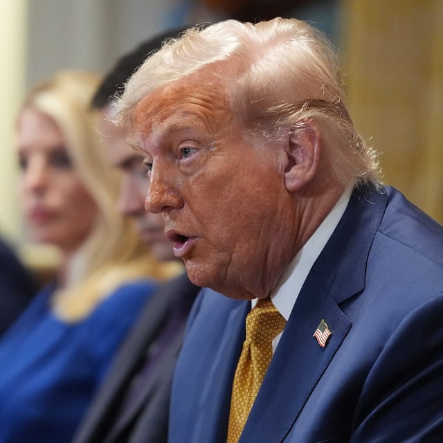 President Donald Trump, center, speaking during a cabinet meeting at the White House, Tuesday, July 8, 2025, in Washington. (AP Photo/Evan Vucci)