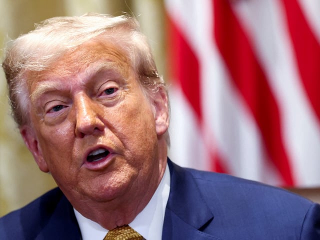 U.S. President Donald Trump speaks during a cabinet meeting at the White House in Washington, D.C., U.S., July 8, 2025.   REUTERS/Kevin Lamarque
