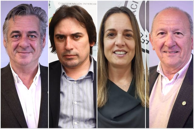 Nicolás Pino, Sociedad Rural Argentina (SRA), Lucas Magnano, Coninagro; Andrea Sarnari, Federación Agraria Argentina (FAA); y Carlos Castagnani,  Confederaciones Rurales Argentinas (CRA)