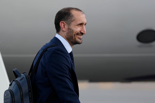 Italian legend Giorgio Chiellini arrives at the airport prior to the FIFA Club World Cup on June 14, 2025, in Lewisburg, West Virginia. (Photo by Michael Owens/Getty Images)