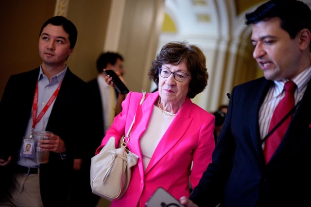 Sen. Susan Collins walks through the Capitol in Washington, DC, on June 30.