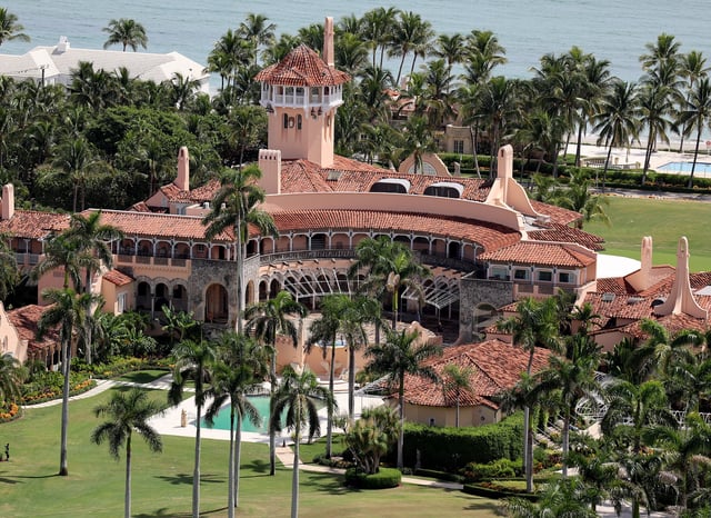 In this aerial view, President Donald Trump&#39;s Mar-a-Lago estate can be seen on September 14, 2022, on Palm Beach, Florida. (Photo by Joe Raedle/Getty Images)