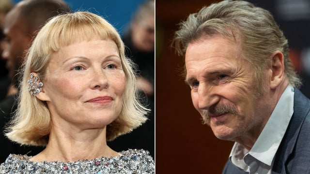 Pamela Anderson and Liam Neeson.