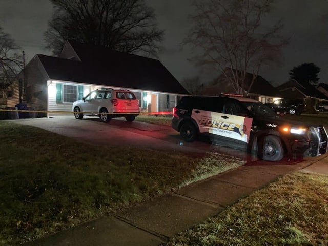 Middletown Police guard a home in Levittown, Pennsylvania, where Michael Mohn's decapitated head was found by his wife on Jan. 30, 2024. Mohn's son, Justin Mohn, is on trial in the killing.