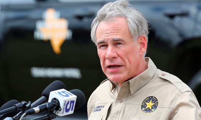 Texas Gov. Gregg Abbott speaks on the topic of illegal immigration on the border during a press conference at Anzalduas Park on Tuesday, March 9, 2021, in Mission, Texas.
