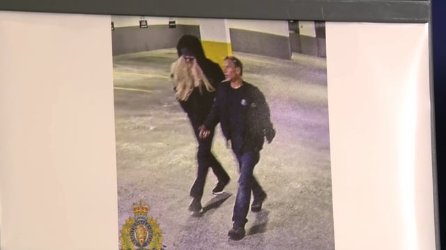 CCTV images of two men North Vancouver RCMP believe were involved in detonating an explosive device outside Infrastructure Minister Bowinn Ma's constituency office. 