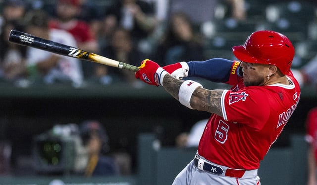The Angels are happy to have Yoán Moncada back at the plate and in the field after the third baseman missed more than a month with right knee inflammation. (AP Photo/Nic Coury)