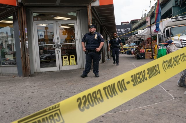 NYPD officers and detectives investigate a fatal shooting near the intersection of Southern Blvd. and Westchester Ave. Tuesday, July 8, 2025 in the Bronx, New York. (Barry Williams/ New York Daily News)