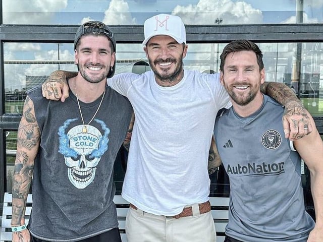 Rodrigo De Paul, David Beckham y Lionel Messi, un trío que se reunirá como parte del Inter Miami.