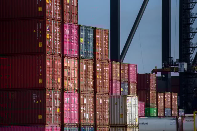 Shipping containers at the Bayport Container Terminal at the port of Houston in Seabrook, Texas, US, on Thursday, May 22, 2025. US businesses are under mounting pressure to import goods while President Donald Trump's higher tariffs are on pause, and they're simultaneously navigating increasingly complex filing rules when their cargo crosses the border.