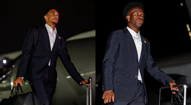 Trent Alexander - Arnold y Vinicius, tras aterrizar en Nueva Jersey después de cinco horas de viaje.